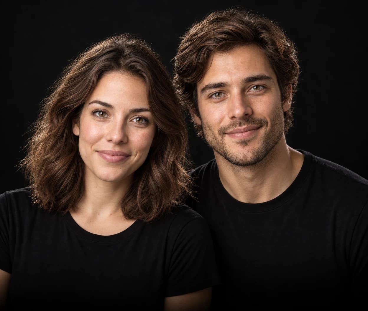 A woman and a man showing off fresh hairstyles